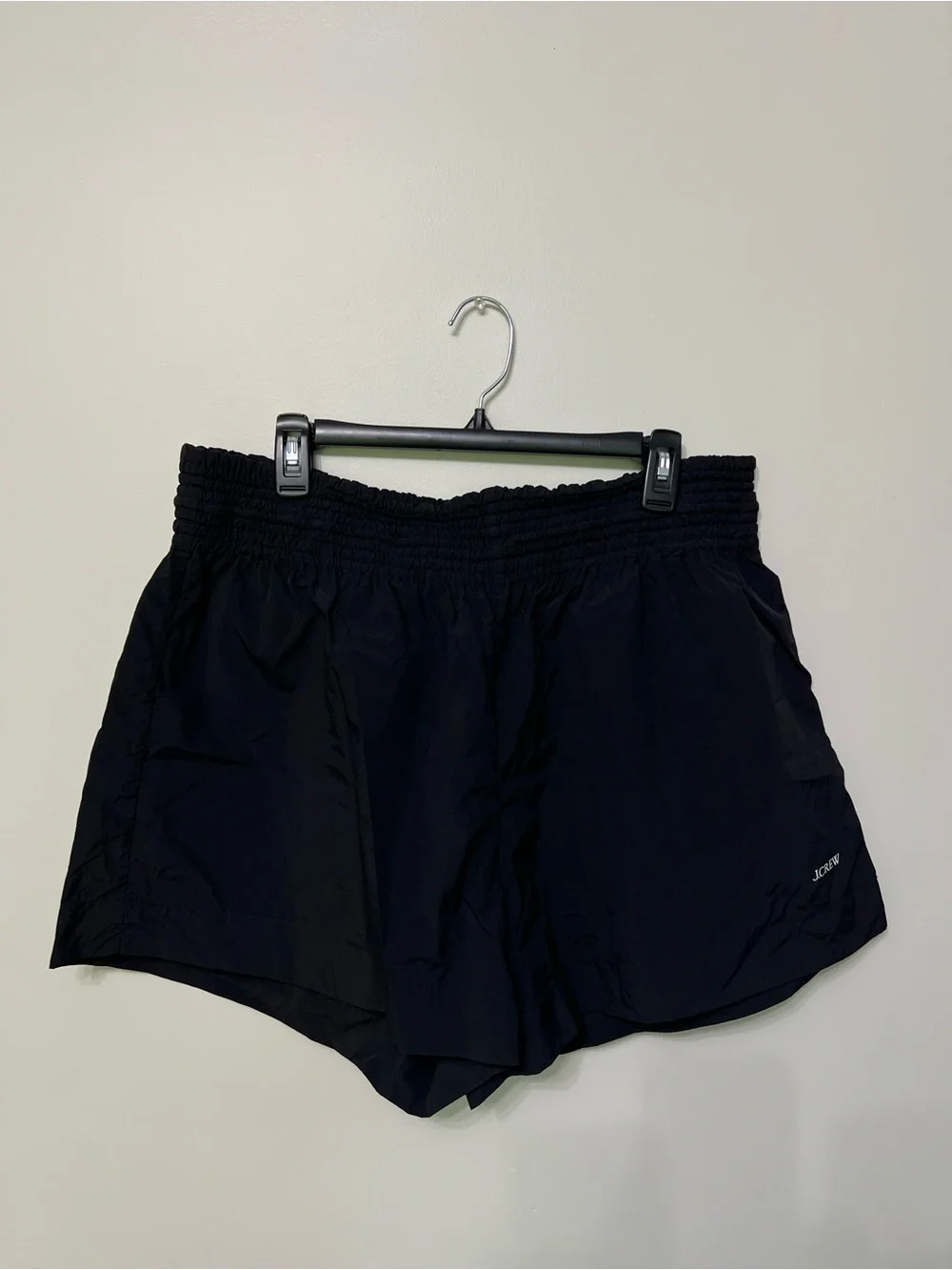 J. Crew Smocked Beach Shorts Black Nylon Polyamide Pull On Size XL